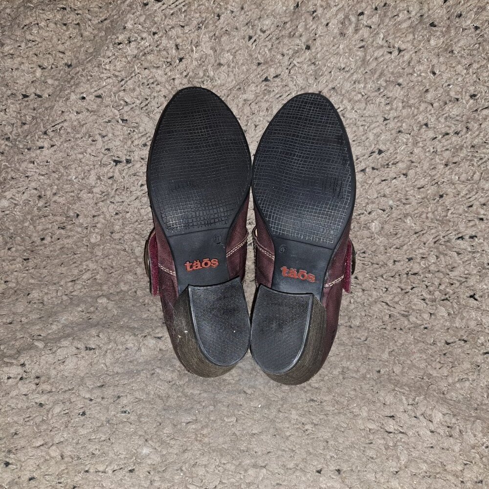 TAOS-Stage Mary Jane Heels-Oxblood Ombre Leather-Hook Loop-Sz 37-Near Mint - Picture 8 of 8